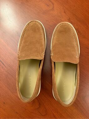 Vince Tan Suede Slip-On Loafers